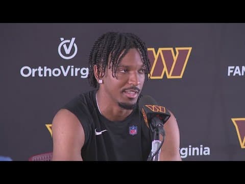 Jayden Daniels speaks for the first time at Commanders training camp