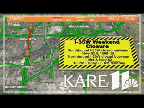 Traffic alert: I-35W closing this weekend in Richfield, Bloomington