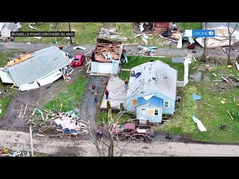 Drone video shows Ohio tornado damage near Indian Lake