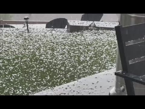 Hail falls during Colorado thunderstorm