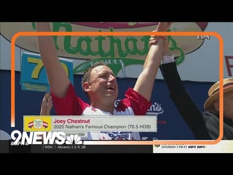 Joey Chestnut wins Nathan's Famous hot dog eating contest