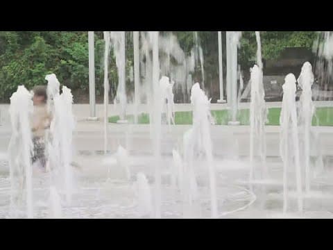 Cooling off at the splash pad as Knoxville faces summer heat!