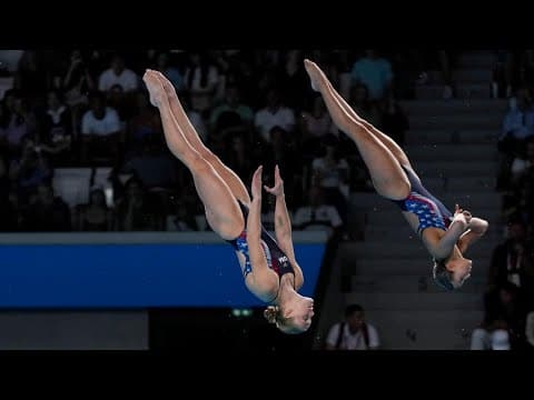 Jessica Parratto and Delaney Schnell interview after diving final at 2024 Paris Olympics