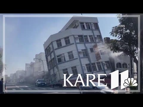 Taiwan's strongest earthquake in nearly 25 years damages buildings and causes a small tsunami