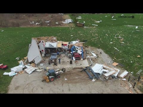 Cleaning up storm damage in Delaware County