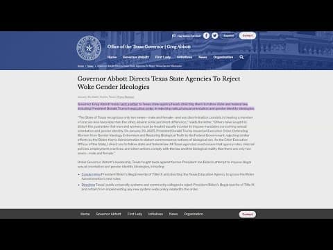 Gov. Greg Abbott issues directive on 'woke gender ideologies'