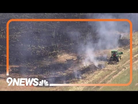 Fire burning near Barr Lake, Brighton, in Adams County