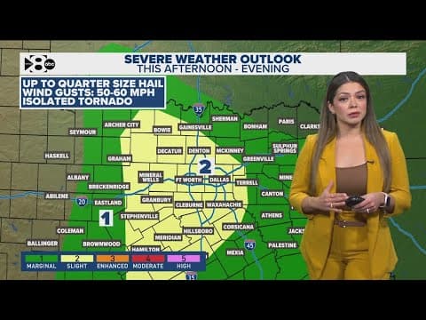 DFW Weather | Slight severe weather threat this afternoon as cold front moves across North Texas