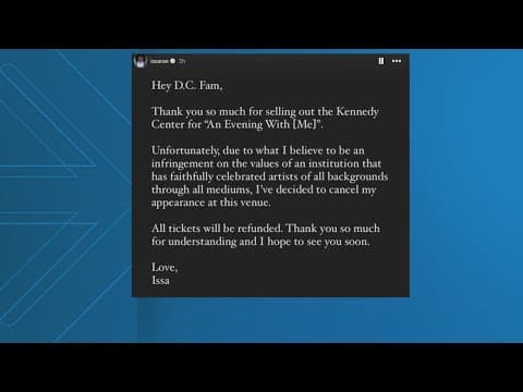 Issa Rae cancels sold-out Kennedy Center show