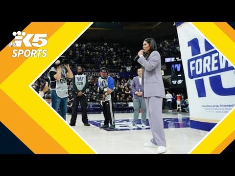 Kelsey Plum speaks at UW jersey retirement ceremony