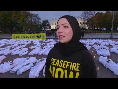 Body bags lined up in front of the White House, demands for ceasefire intensify