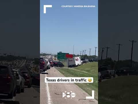 Texas drivers cross median while stuck in traffic on highway