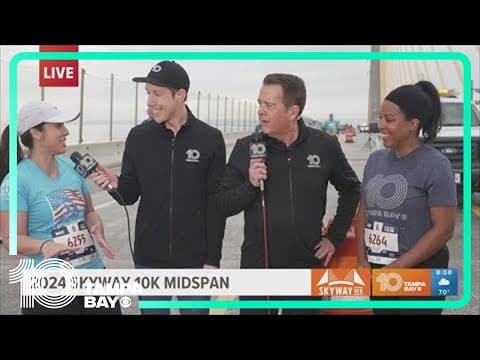 Skyway 10K 2024: Carolina and Natalie reach the midspan