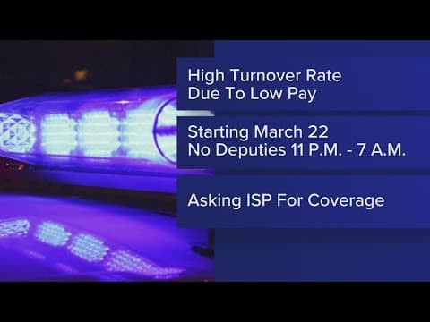 Southern IN sheriff's office says deputies won't be scheduled overnight due to staffing shortage