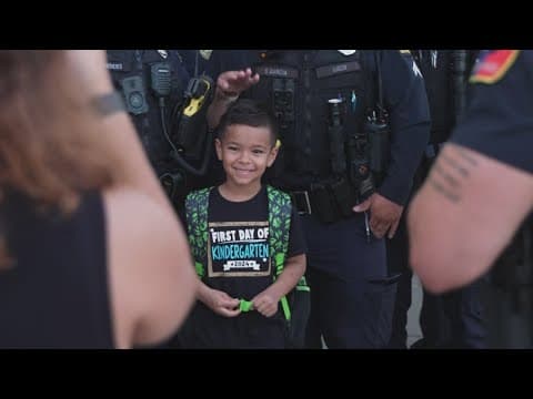 Dallas Police comes together to escort a fallen officer's son to his first day of school
