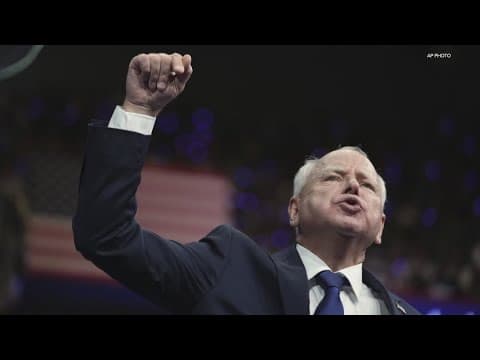 Tim Walz appears with Kamala Harris for first time at rally