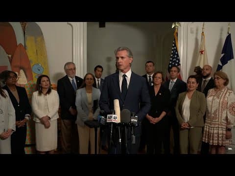 Gov. Gavin Newsom, former House Speaker Nancy Pelosi speak with Texas Democrats in California
