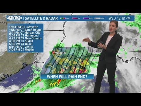 New Orleans Noon Weather Impact:  Heaviest rain eases on Wednesday, flood watch continues