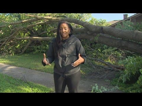 Massive tree topples over and blocks a North Texas home's entryway