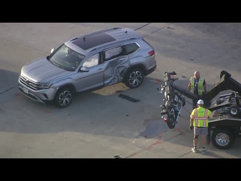 Raw video: Man taken by Life Flight after crash involving, motorcycle, car near Katy ISD campus, she