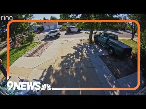 WATCH: Ring camera shows suspect speed off in Aurora police patrol car