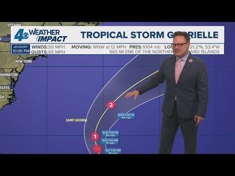 Tropical Weather Impact 10pm: Tracking TS Gabrielle, not expected to intensify next few days