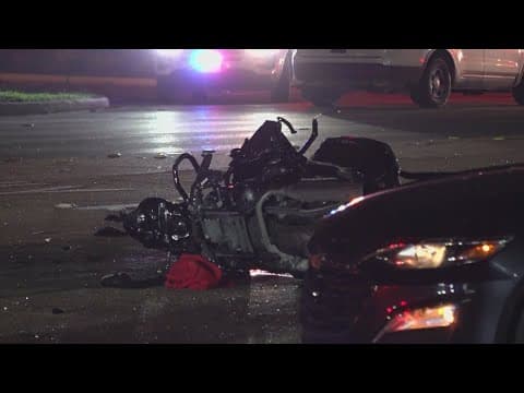 Woman killed, man hurt after car hits motorcycle, police say