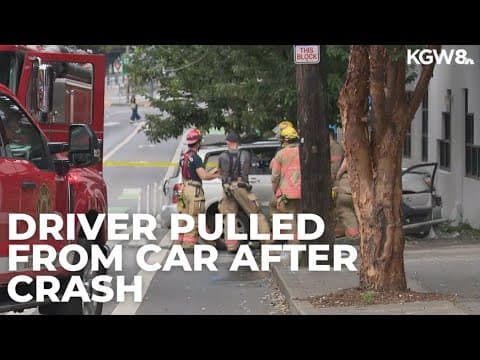 Portland firefighters rescue person trapped in car after hitting tree