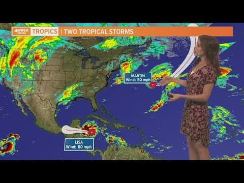 Two tropical storms, Lisa and Martin, on the first day of November