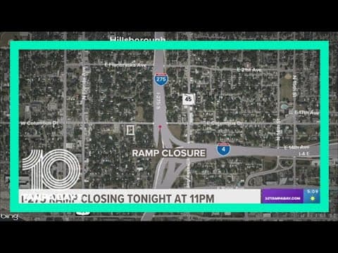 Southbound I-275 ramp to eastbound I-4 to close Tuesday night in Tampa