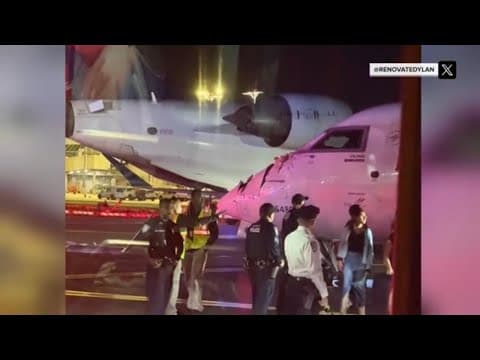 Flight attendant injured after 2 Delta jets collide on LaGuardia taxiway
