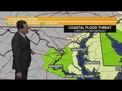 Coastal flood threat continues through Wednesday