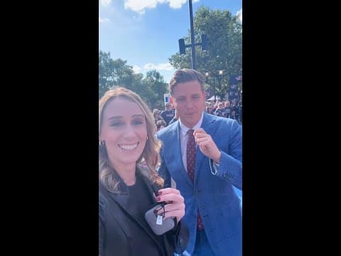 Talking to fans on the CBJ blue carpet