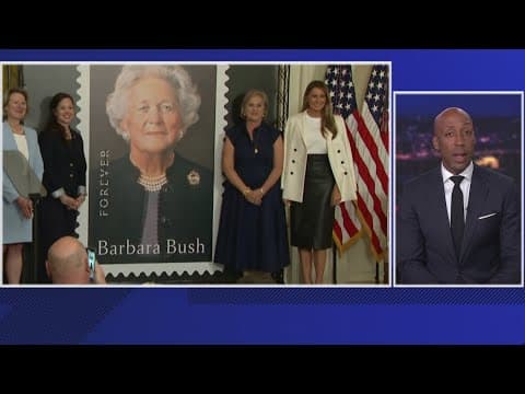 Melania Trump honors Barbara Bush at postage stamp unveiling ceremony