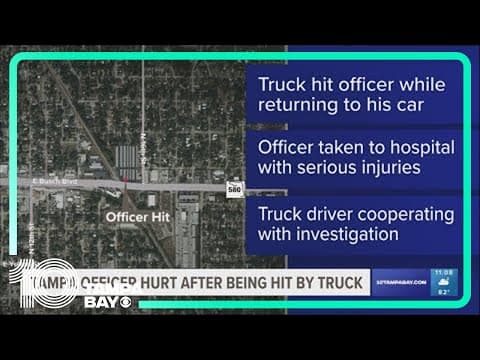 Police officer dragged 75 feet after being hit by truck in Tampa