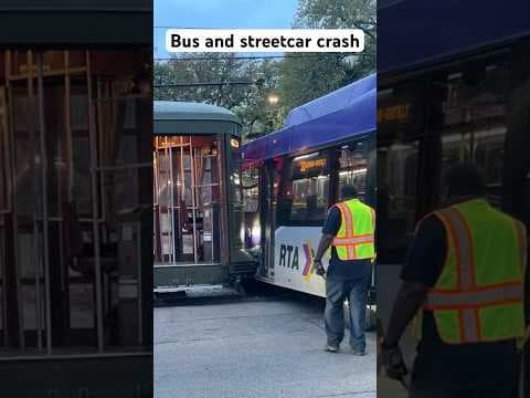 Bus and street car crash into each other in New Orleans #neworleans