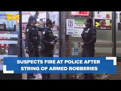 Robbery suspects shoot at police in pursuit