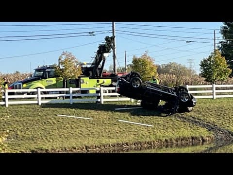 Driver dies after being pulled from truck that crashed into northeast Indy pond
