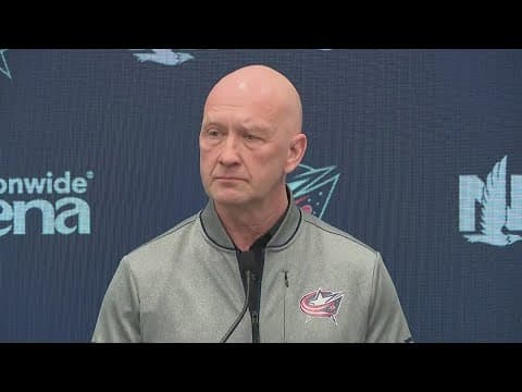 Blue Jackets general manager holds press conference following the firing of head coach Brad Larsen