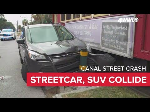 Streetcar collides with car on Canal Street
