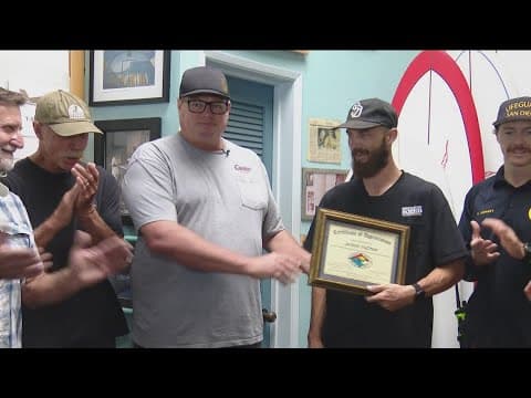 Surfer honored for rescuing fellow surfer's life in Ocean Beach