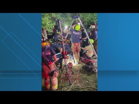 Crews rescue man stuck in 15-foot deep manhole