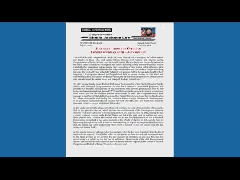 Congresswoman Sheila Jackson Lee's office releases new statement following her death