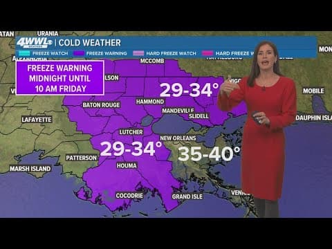 Freeze warning until midnight on Thursday for Northshore, other parishes