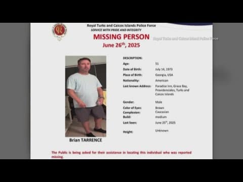 Search for a U.S. man who was reported missing in Turks and Caicos