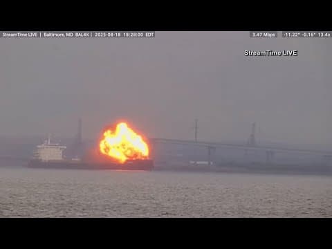 Ship explodes near Key Bridge collapse site in Maryland