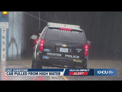 Car pulled from high water in east downtown Houston