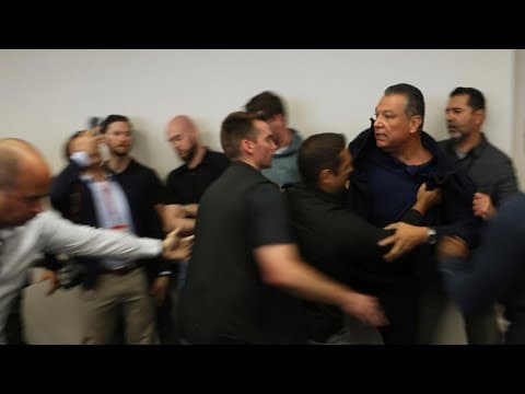 CA Sen. Padilla removed, handcuffed after interrupting DHS conference in Los Angeles | Raw Video