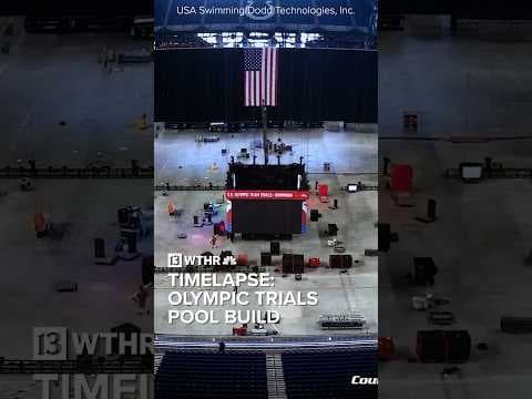 Timelapse: Building the 2024 Olympic Trials swimming pool inside a football stadium