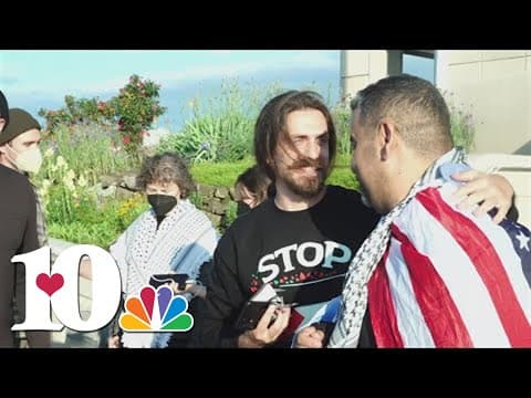 Protesters speak after being released from custody following UT arrest